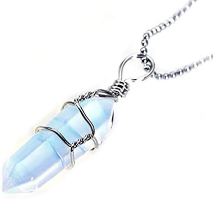 Lab Created Opal Gemstone Pendant Necklace Healing Crystal Reiki Chakra Gem Stones 18 Inch (1pc) Women Girls Men Gifts GGP-E11
