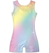 uideazone Gymnastics Leotard for Girls Biketards Sparkly Tank Ballet Unitard with Shorts Quick Dr...