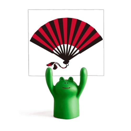 Support de mémo japonais rouge et noir pince note Art déco motif grenouille
