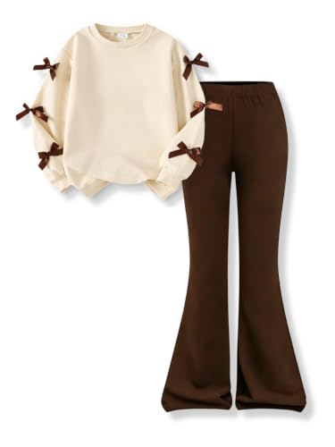 Image of Girls Outfits 2 Piece Long Sleeve Butterfly Sweatshirt and Pants Fall Clothing Set Size 7-14 Years