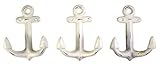 Primitive White Cast Iron Anchor Wall Hooks, Nautical Decor, 5 3/4 Inches, Set of 3