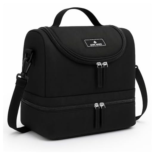Lancheira Térmica Bolsa com Alça de mão e ombro Para Marmita Adulta Dividida em 2 andares com zíper (Preto)