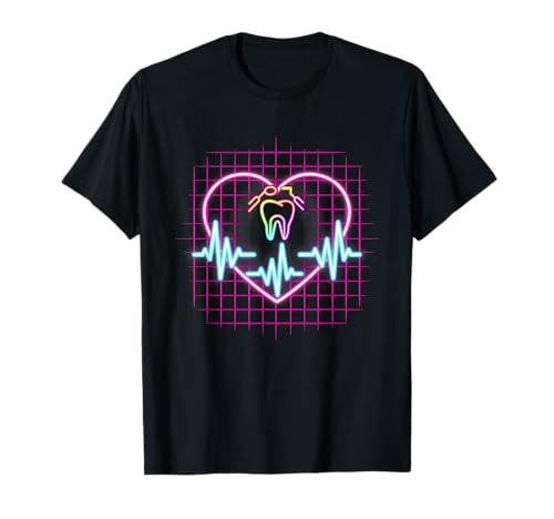 Dentista Heartbeat Retro Healthcare Vaporwave Camiseta