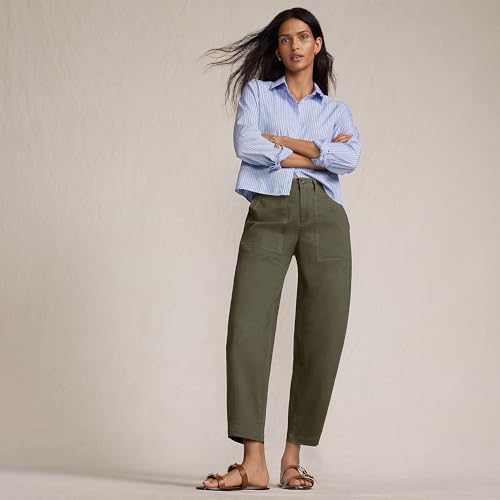 Lands' End Women's High Rise Barrel Leg Chino Pants4