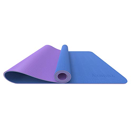 Azanaz Yogamat, antislip, gymnastiekmat, fitnessmat, sportmat, drie lagen, pilatesmat met yogatas, geschikt voor aerobics, pilates, gymnastiek, 183 x 61 cm (b)