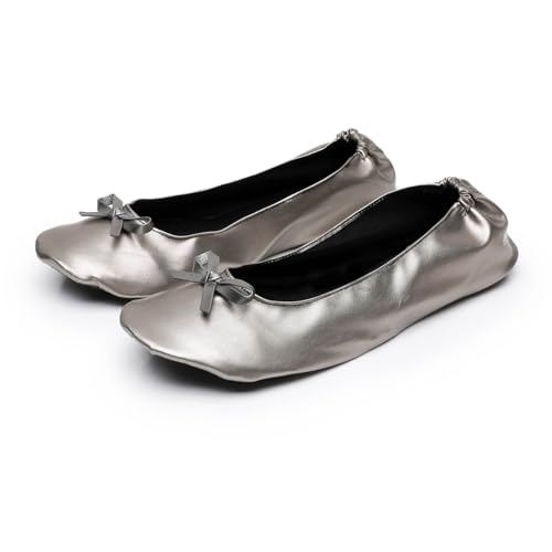 Image of Foldable Flats for Women, Foldable Ballet Flats Shoes for Purse, Portable Roll Up Shoes with Zipper Pouch, Stylish Comfortable & Non-Slip Portable Women Flat for Weddings, Office, Travel