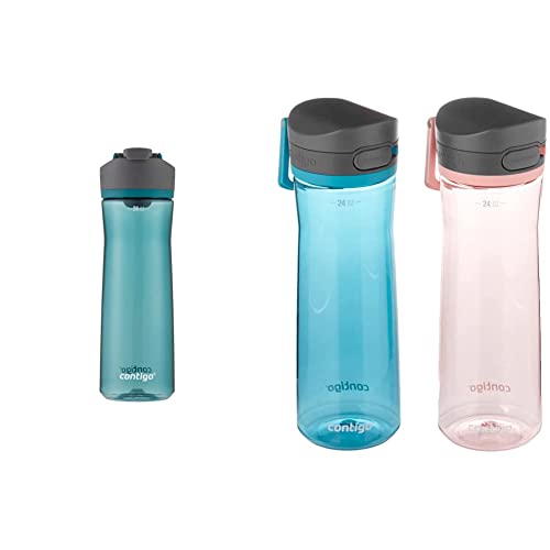 Contigo AUTOSEAL Water Bottle, 24oz, Spirulina & 2144909 Water Bottle, 24oz, Juniper & Pink Lemonade