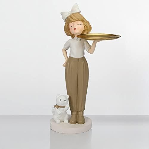 Figuras de la decoración del Aterrizaje de Manualidades Figuras Interiores Adornos de la Bandeja de la Bandeja de la Sala de Estar Grandes Accesorios para la Sala de la Sala de hogares (Color: Caqui)
