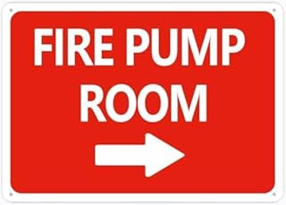 Fire Pump Room Right Arrow Warning Sign Aluminum 12x8 inch Pre-Drilled for Fence Door Gate Building Indoor Fire Safety Easy Install Gate Mount