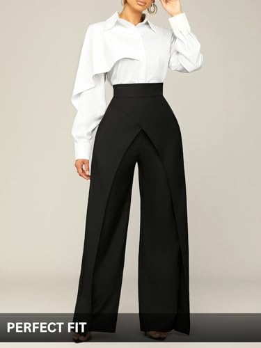 Image of GRECIILOOKS Trousers for Woman | Womens High Rise High Waist Flared Korean Style | Formal Pant for Women Office Wear| Track Pants for Womans Elegant for College & Events (Available in Plus Size)