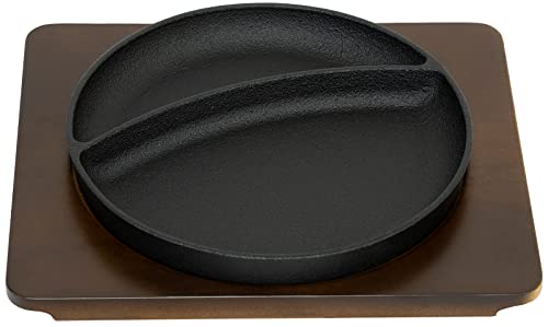 Ikenaga Ironwork 011428 Iron Plate, Lunch Plate, Made in Japan, Iron Plate, Induction Compatible, Wooden Stand Included