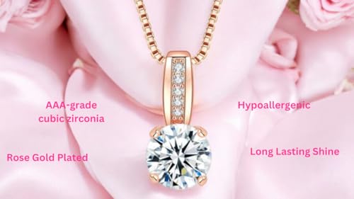 Image of Nilu's Collection Classic Round Solitaire Pendant With Chain & AD Stone | Stylish Delicate Cubic Zircon Pendant with Chain for Women