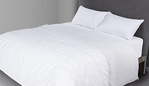 FLAX LINEN 4-Piece Double Duvet Set, Classic Silver Collection, 400 TC Long Staple Organic Egyptian Cotton Bedding, Includes 1 Duvet Cover + 1 Fitted Sheet + 2 Pillowcases, Grey