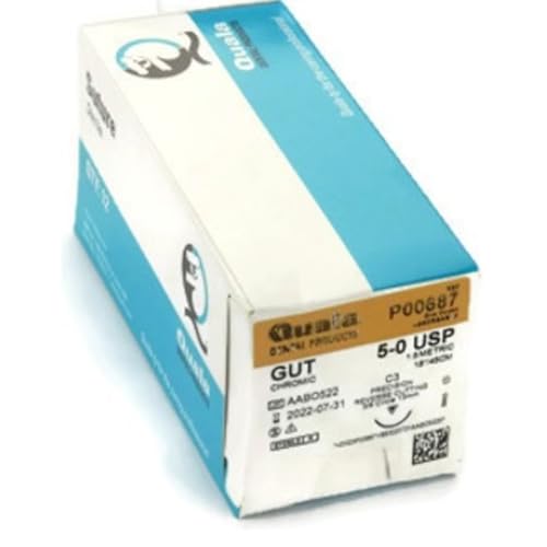 Quala P00687 Chromic Gut Absorbable Sutures 5/0 C-3 18 12/Pk