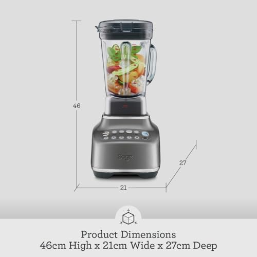 Sage - The Q Quick Super Blender - 2400W Power, 4 One Touch Programs, 5 Speed Settings - Food Processor, Smoothie Maker - Blend, Chop, Mix, Puree - 2L Capacity, Auto Clean Function - Smoked Hickory