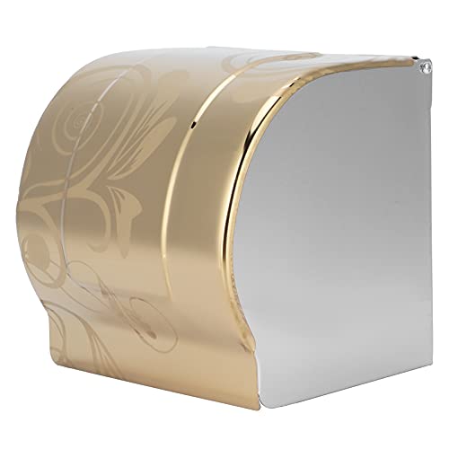 Acouto Gold Toilet Holder Toilet Holder Golden Stainless Steel Bathroom Roll Rack Bathroom Wall Mounted with Cover Tools & Home ImprovementHardwareBathroom
