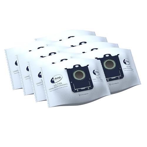 AEG GR210SM s-bag Ultra Long Performance Staubsaugerbeutel MegaPack (8 XXL Synthetik Staubbeutel, 1 Motorfilter, 1 Mikrofilter, optimale Filtration & Saugleistung, Hygieneverschluss, 5 Liter, weiß)
