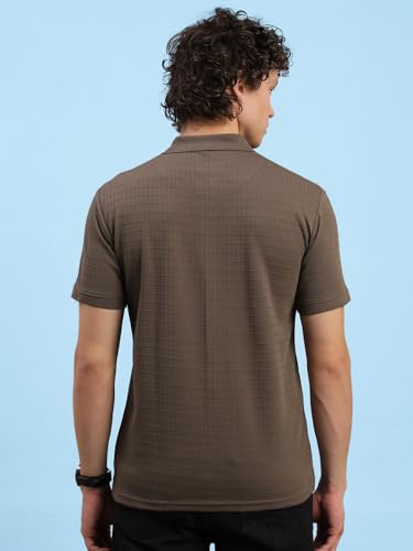 Image of Lux Nitro Men's Self Knitted Premium Cotton Blend Solid Polo T-Shirt | Soft Texture | Classic Collar | Short Sleeve Casual Wear