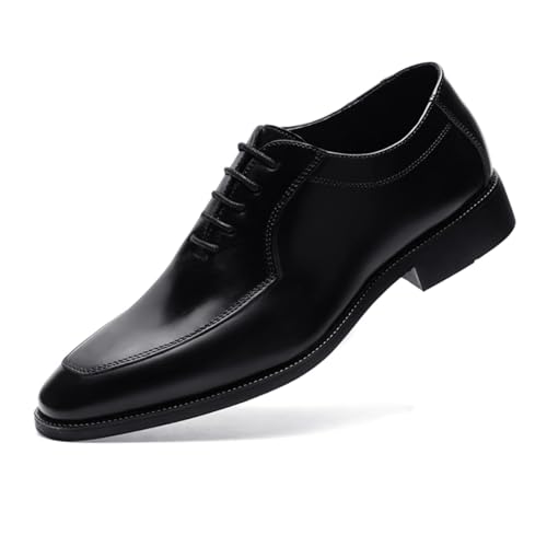 Fashion Black Premium Formal Shoes Dress Oxford for Men Lace Up Pointed Toe Non-Slip Low Chunky Heels Casual Derby Shoes for Formal Business Wedding