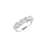 Belinda Jewelz 925 Sterling Silver Rhodium Plated Ring Half Eternity White 4mm Heart Shaped Cubic Zirconia 2.6 Carats in Prong Setting Band for Cocktail Weddding Jewelry for Women