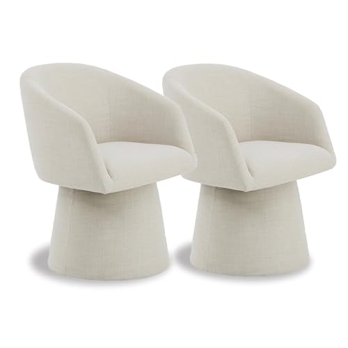 Image of KISLOT Swivel Dining Chairs Modern Accent Armchair Side Deskchair for Diningroom Vanity Bedroom Livingroom Reading Room,Linen,2 Box