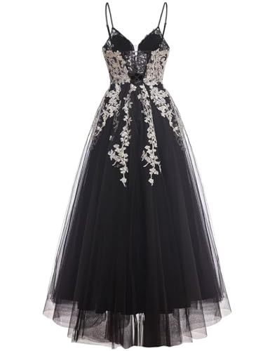 Tulle Prom Dresses 2025 Puffy Ball Gown for Women Formal V Neck Lace Appliques Evening Gown with Slit Long Homecoming Dress2