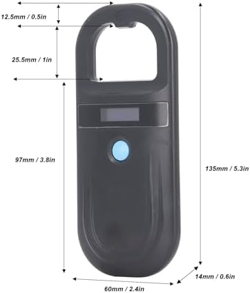 FOSA Animal ID Reader, Microchip Reader Scanner, Mini Animal Scanner, 134.2KHz ISO11784 85 FDX B EMID Handheld Pet Tag Chip Scanner USB Charging Built in Buzzer, 5.9inch, fosaqtaxo7vu5n