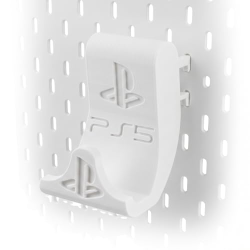 Image of PS5 Controller Holder for IKEA Skadis Pegboard | Organizer Hook Stand & Secure Display Hanger for PlayStation 5 Controller, White, 3