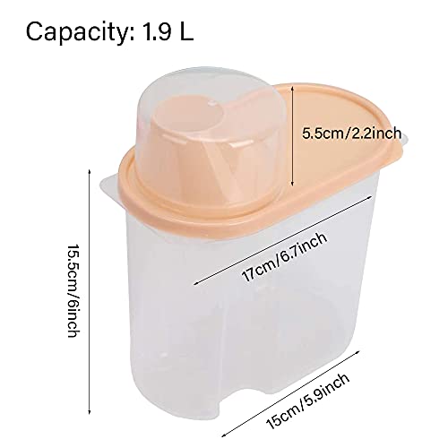 Miniatura 3 de 4 Piezas Tanque Almacenamiento Alimentos Secos,Envases Plástico,Recipiente Para Cereales,Medidora Caja,Se Utiliza Para Harina,Café,1,9 L