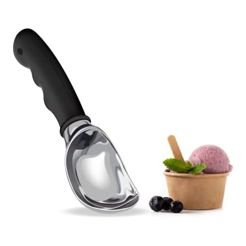 Eisportionierer, Ice Cream Scoop Mit Rutschfest Gummierter Griff Schwarz Eisportionierer Edelstahl Portionierer Zinklegierung Antihaft Eiscreme Löffel Ideal Zum Einfachen Portionieren Cover