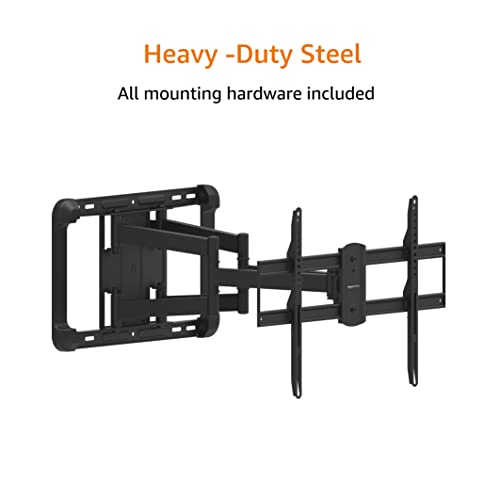 Image of Amazon Basics Heavy Duty Extension Dual Arm, Full Motion Articulating TV Mount with Tilt and Swivel for 37 inch to 80 inch TVs up to 132 lbs, VESA Compatible, Fits LED LCD OLED Flat Curved Screens, Black