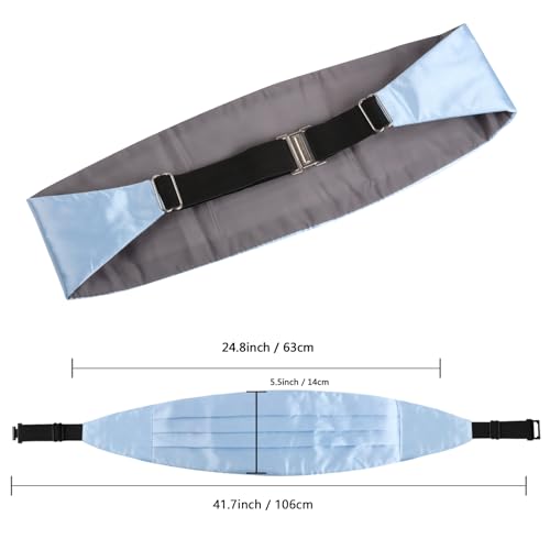 Image of Alizeal Mens Multicolored Silk Solid Cummerbund Bow Tie Set | with Cummerbund Pocket Square Pre-tied Adjustable for Mens Gift