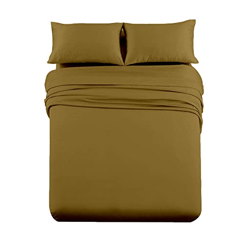 Image of Cottingon 3 /4 Bed Sheets 48 inch X 75 inch 4 PC Sheet Set for Campers, Trailer Bunk Beds, Luxury Soft Microfiber Fits 6 to 10 Inches Deep RV Mattress, Taupe