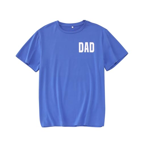 Image of KEKEMI Daddy and Me Shirt Daddy's Girl T-Shirt Dad's Little Man Shirt Dad's Dude Tee Tops Father's Day Family Matching Outfit (Dad-Blue, 2XL)