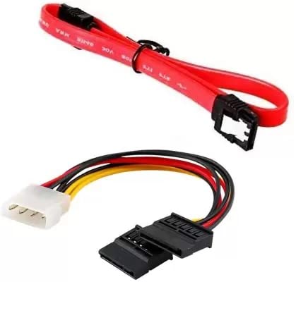 22 TECH SATA Cable with Locking Latch + 4 Pin Molex to Dual SATA Power And Y Cable Combo, for Internal Hard Disk Drive, HDD, SSD & DVD Writer Set of 1
