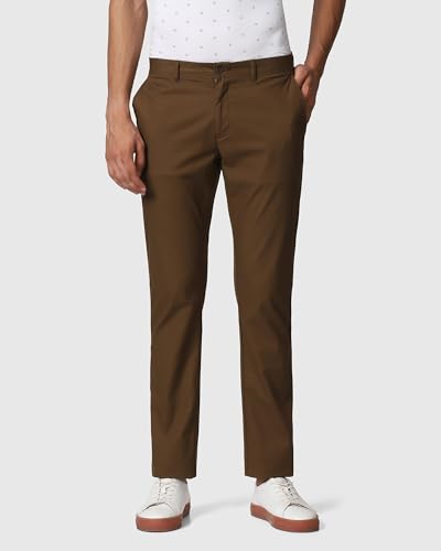 Image of Blackberrys Men's Cotton Blend Solid Slim Fit Casual Trousers