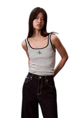 Débardeur rayé Calvin Klein Jeans monologo noir et blanc en coton