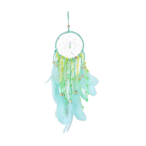 Preisvergleich Produktbild Traumfänger Grün mit 1M 10LED Lichterkette, FeiliandaJJ Feder Windspiele Nachtlicht Wand Hängend Mädchen Zimmer Decor Nacht Lampe für Kinder Baby Schlafzimmer Wohnzimmer (Grün)