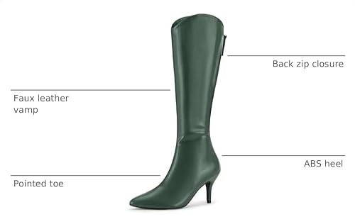Allegra K Allegra K Women Stiletto Heel Pointy Toe Knee High Back Zip Boot