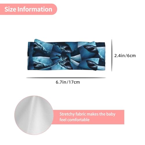 Great White Shark Pattern Baby Bow Headband - Super Stretchy Soft Bows Hair Accessories for Newborn Infant Toddlers Kids Girls - Elastic and Skin-Friendly3