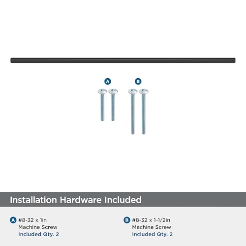 Image of Amerock 16-3 /8 inch Bar Pulls Matte Black Drawer Pull | 16-3 /8 inch (416mm) Center-to-Center Mounting Distance and 19-1 /2 inch Overall Length, Durable Carbon Steel Cabinet Hardware