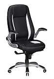 FineBuy Chaise de Bureau Racing Chaise Design Ordinateur Gamer Course siège Sport |avec Repose-tête Fauteuil de Direction Gamer | Cuir synthétique - Noir avec Rayures Blanches - Chaise de Jeu 110 kg