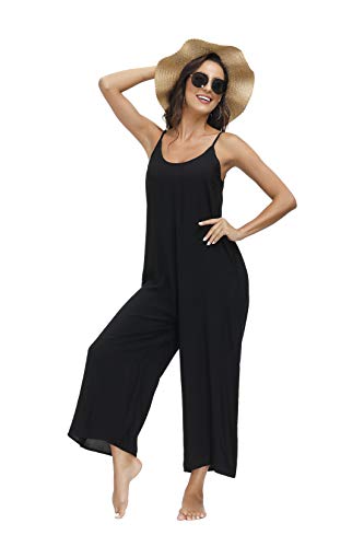 BUENOS NINOS Women's V Neck Floral Maxi Dress Boho Printed Adjustable Spaghetti Strap Ethnic Beach Long Dress with Pockets XXL Pure Black Jumpsuit BUENOS NINOS Women's V Neck Floral Maxi Dress Boho Printed Adjustable Spaghetti Strap Ethnic Beach Long Dress with Pockets XXL Pure Black Jumpsuit