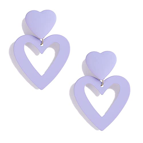PopTopping Double Heart Drop Earrings Purple Heart Earrings Love Heart Dangle Earrings For Women Valentine's Day Mother's Day Gift (Purple) PopTopping Double Heart Drop Earrings Purple Heart Earrings Love Heart Dangle Earrings For Women Valentine's Day Mother's Day Gift (Purple)