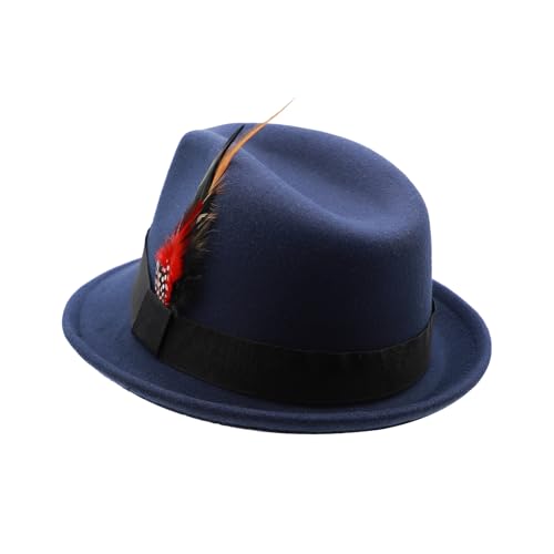 Image of Unisex Trilby Hats Classic Fedora Hats for Women Men Dress Hats Felt Short Brim Fedoras Hat Panama Hat with Band