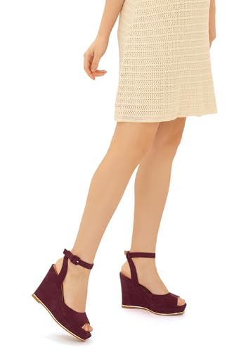Image of Women's Dressy Platform Wedge Sandals Gold Wedges Peep Toe Patent High Heels Slingback Heeled Comfortable Ankle Strap Shoes