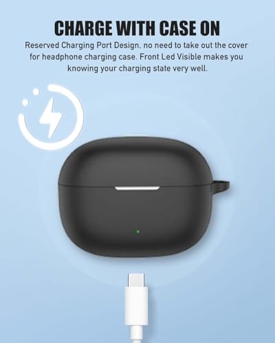 Image of Silicone Case Cover for Realme Buds T200 Lite, Protective Cover (Black)