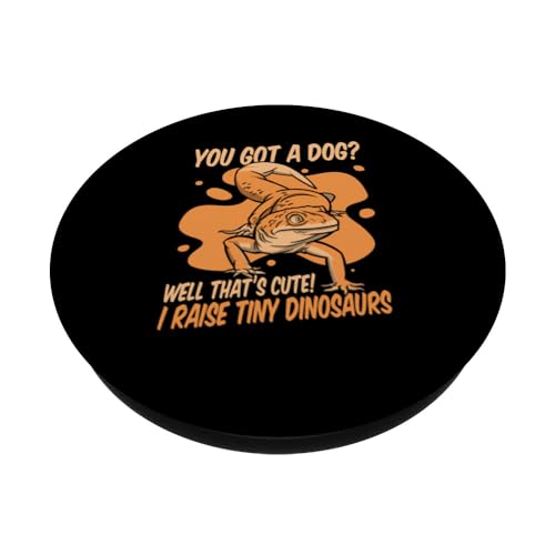 I Raise Tiny Dinosaurs Lizard Gekkota Crested Leopard Gecko PopSockets Swappable PopGrip, Black - Image 2