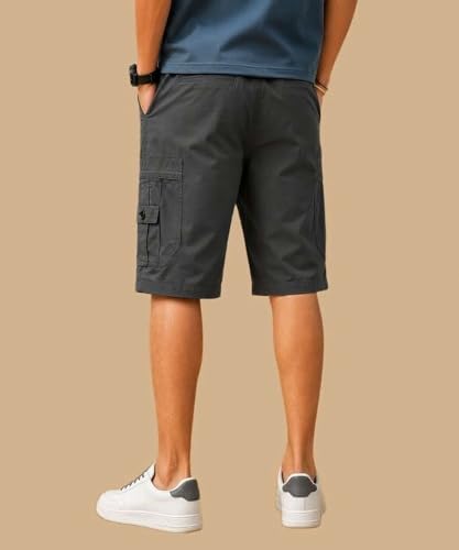 Image of Men's Cotton Twill Cargo Shorts, Regular Fit, Drawstring Waist, Mid Rise, Casual Style, 4 Pockets