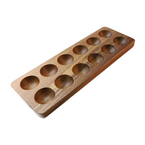 Fonowx Egg Holder Bandeja de Madera para Huevos Rústica Organizador de 12 Espacios Placa para Servir Canapés y Huevos Contenedor de Huevos para Mostrador